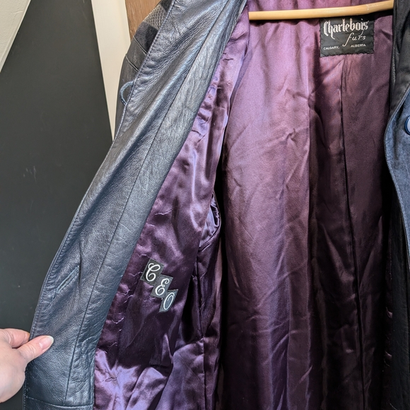 Charlebois Furs Vintage Leather And Suede 80s Long Coat - Picture 9 of 11